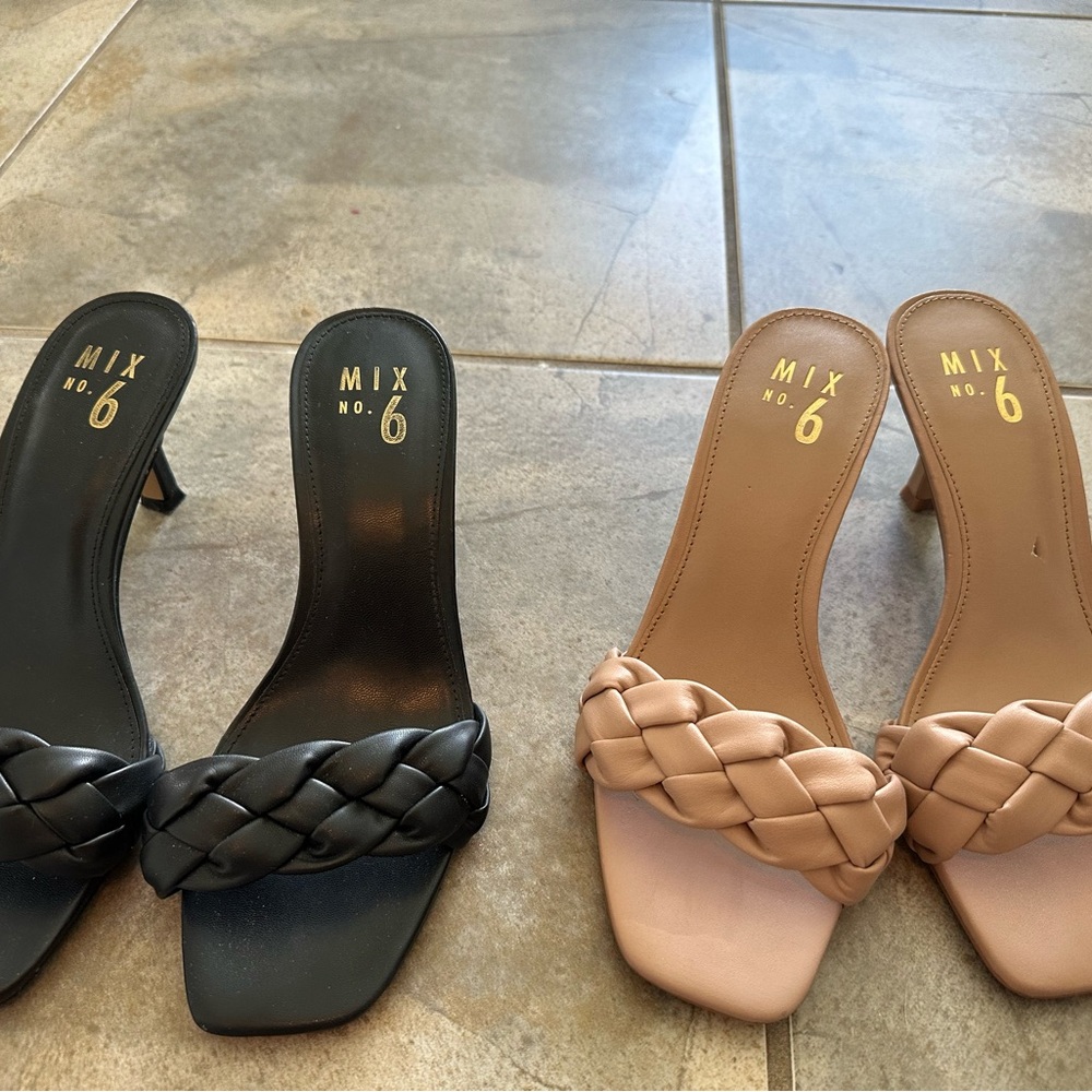 Mix No. 6 Women's Braided Heels - Black and Cream sandals